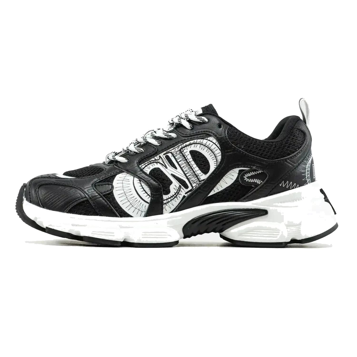 DIOR CHRONO SNEAKER BLACK WHITE SKETCH LOGO