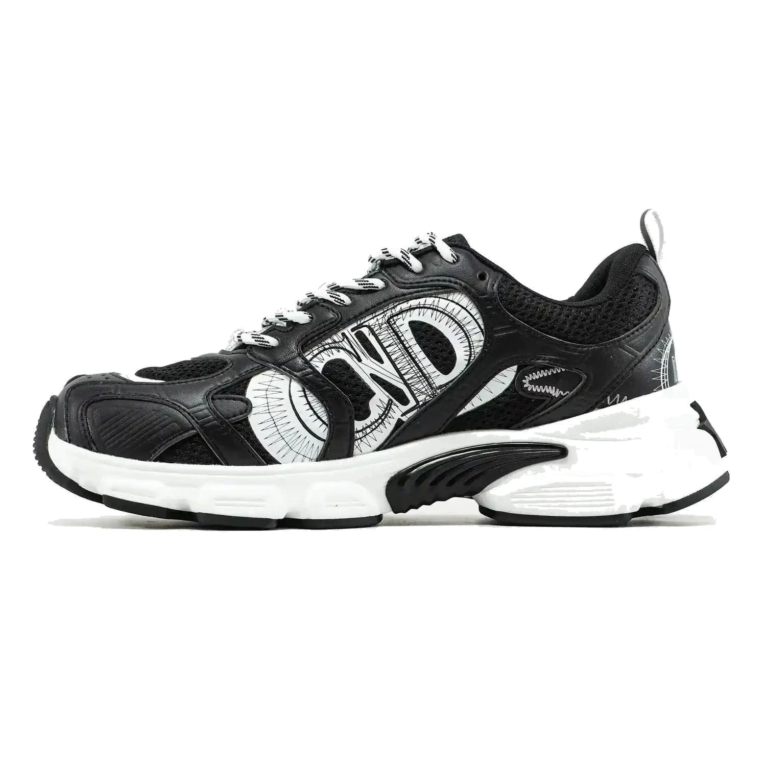 Dior CHRONO SNEAKER BLACK WHITE SKETCH LOGO, фото 3