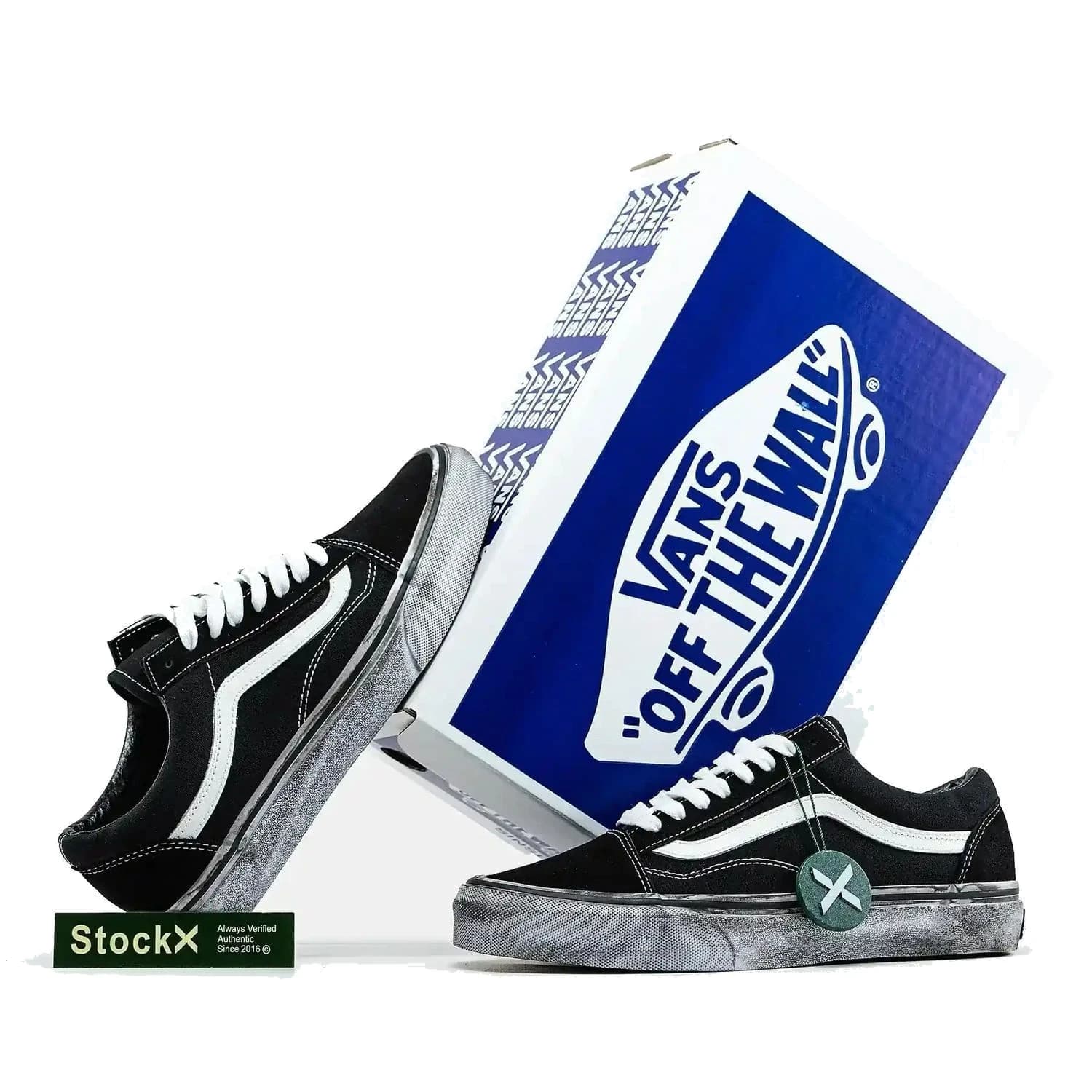 Vans OLD SKOOL BLACK WHITE DISTRESSED SOLE, фото 7